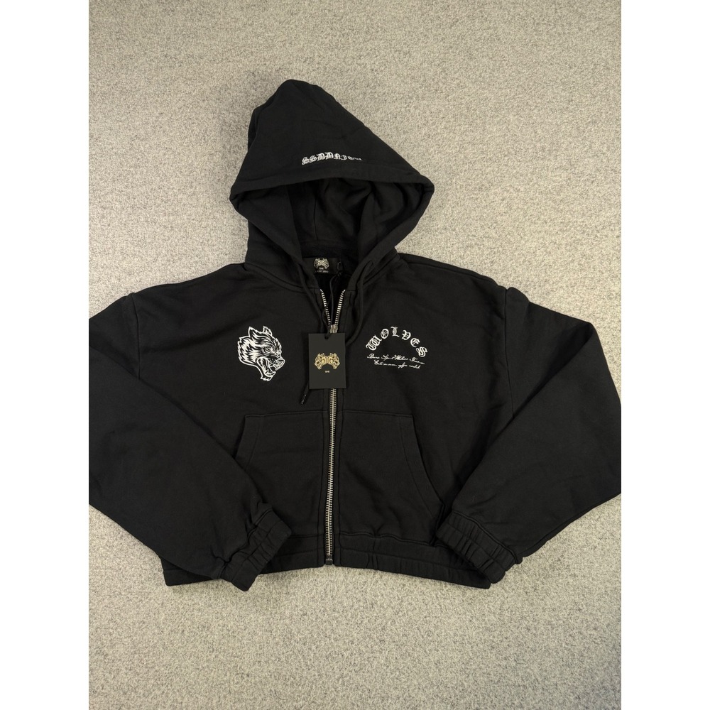 Darc Sport Wolves SHE Charmers Cropped Zip Hoodie Black Small DSFH036-576-001-S